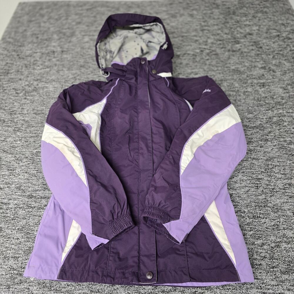 Columbia Core Interchange Jacket Women S Purple White Hood Winter Ski Omni Tech